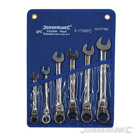 Hand Tools Box Flexible Head Ratchet Spanner Set 6pce