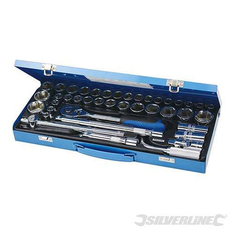 Hand Tools Socket Wrench Set 1/2" Drive Metric/AF 42pce