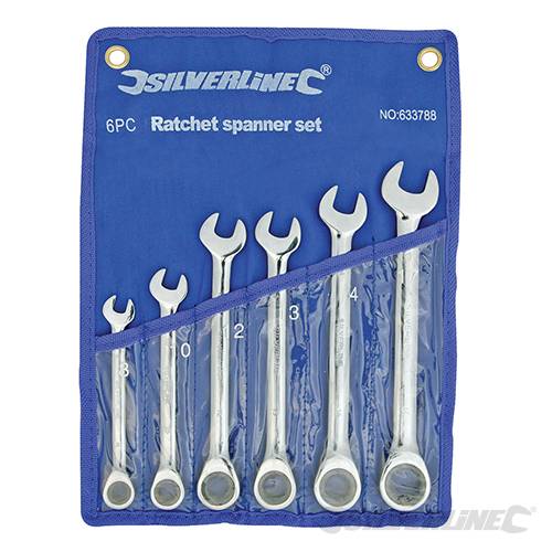 Hand Tools Box Fixed Head Ratchet Spanner Set 6pce