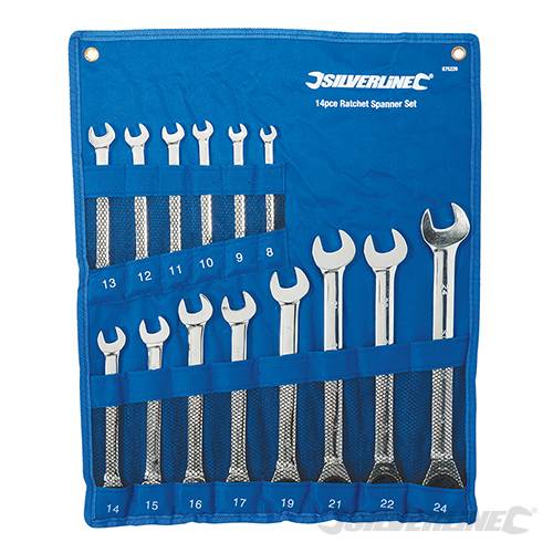 Hand Tools Box Fixed Head Ratchet Spanner Set 14pce